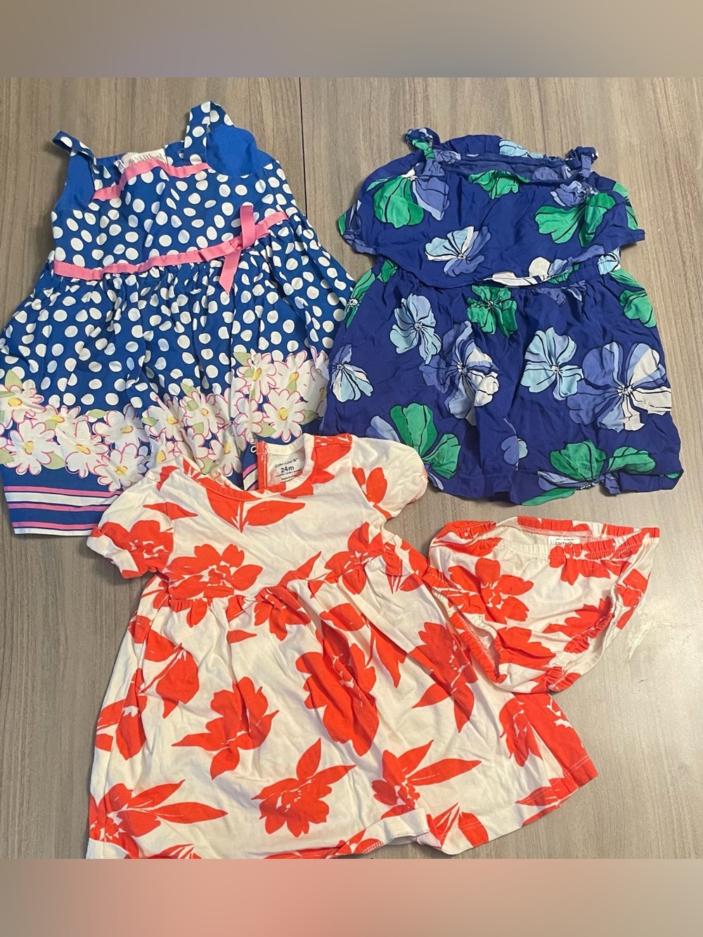 24M Toddler Girl Summer Dress Bundle – Set of 3 (Carter’s & Floral Prints)